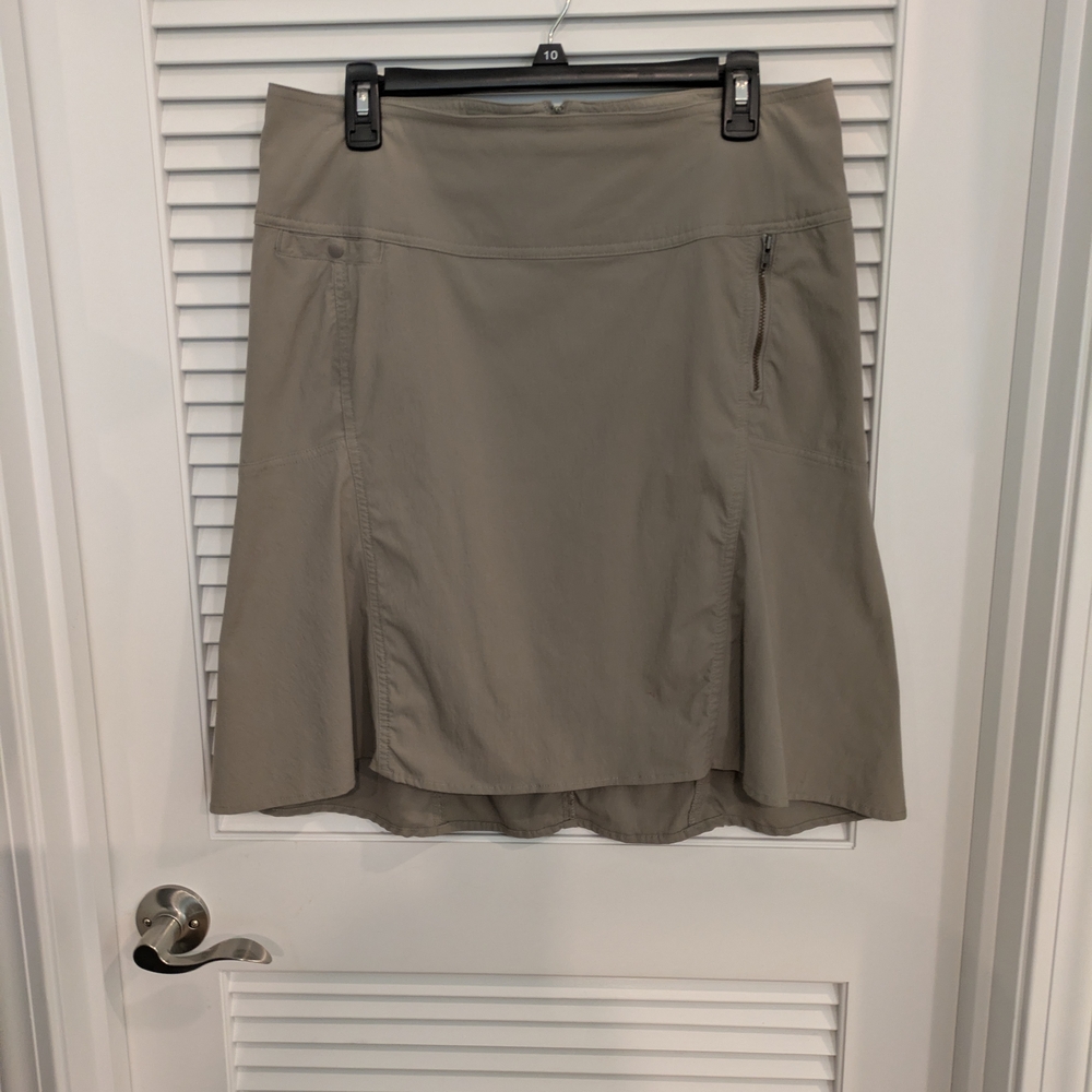 Royal Robbins Taupe Midi Stretch Skirt Size 10
